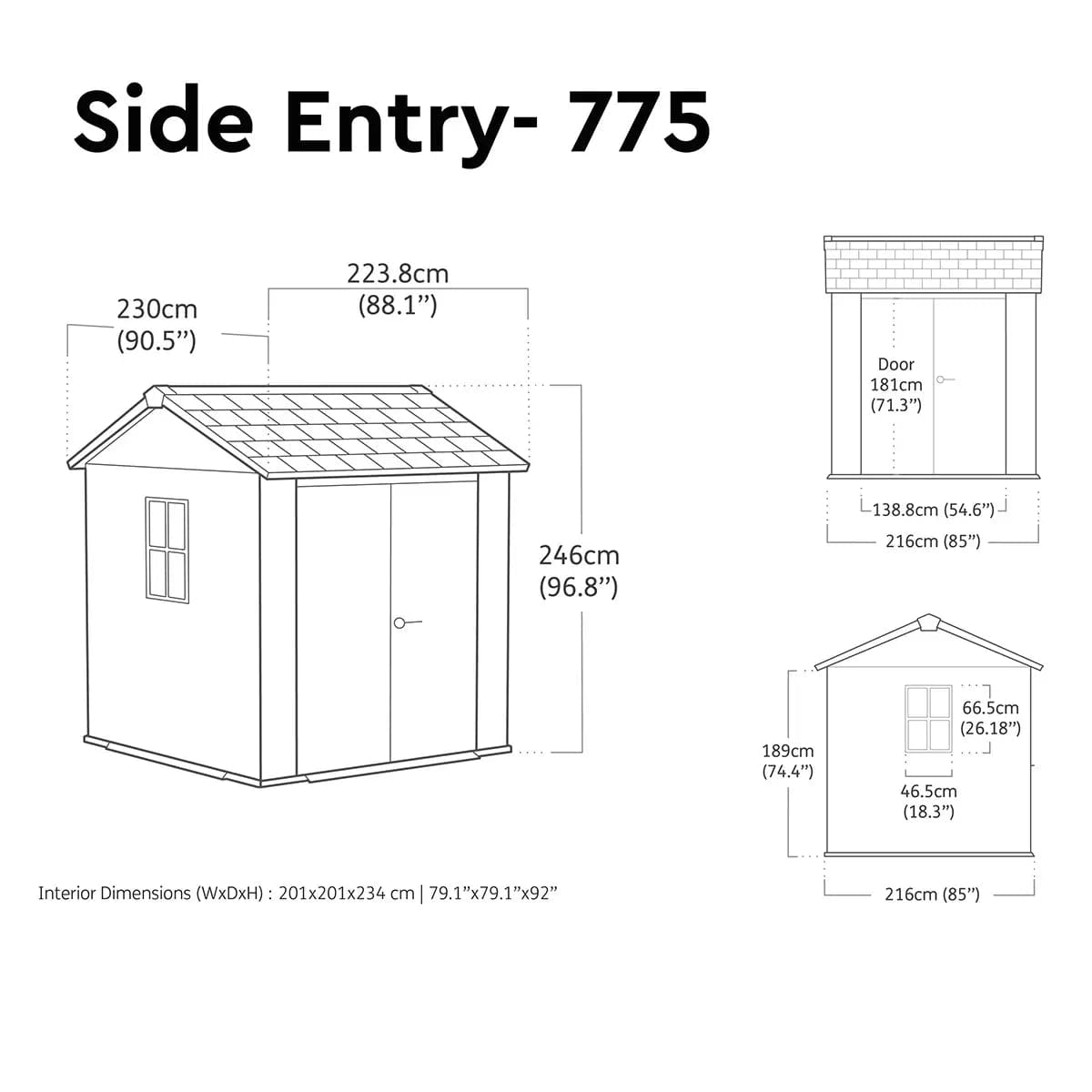 Keter Newton Plus Vertical 7x7.5 ft Apex Grey Plastic 2 door Shed with floor & 2 windows (Base included) - Image 6