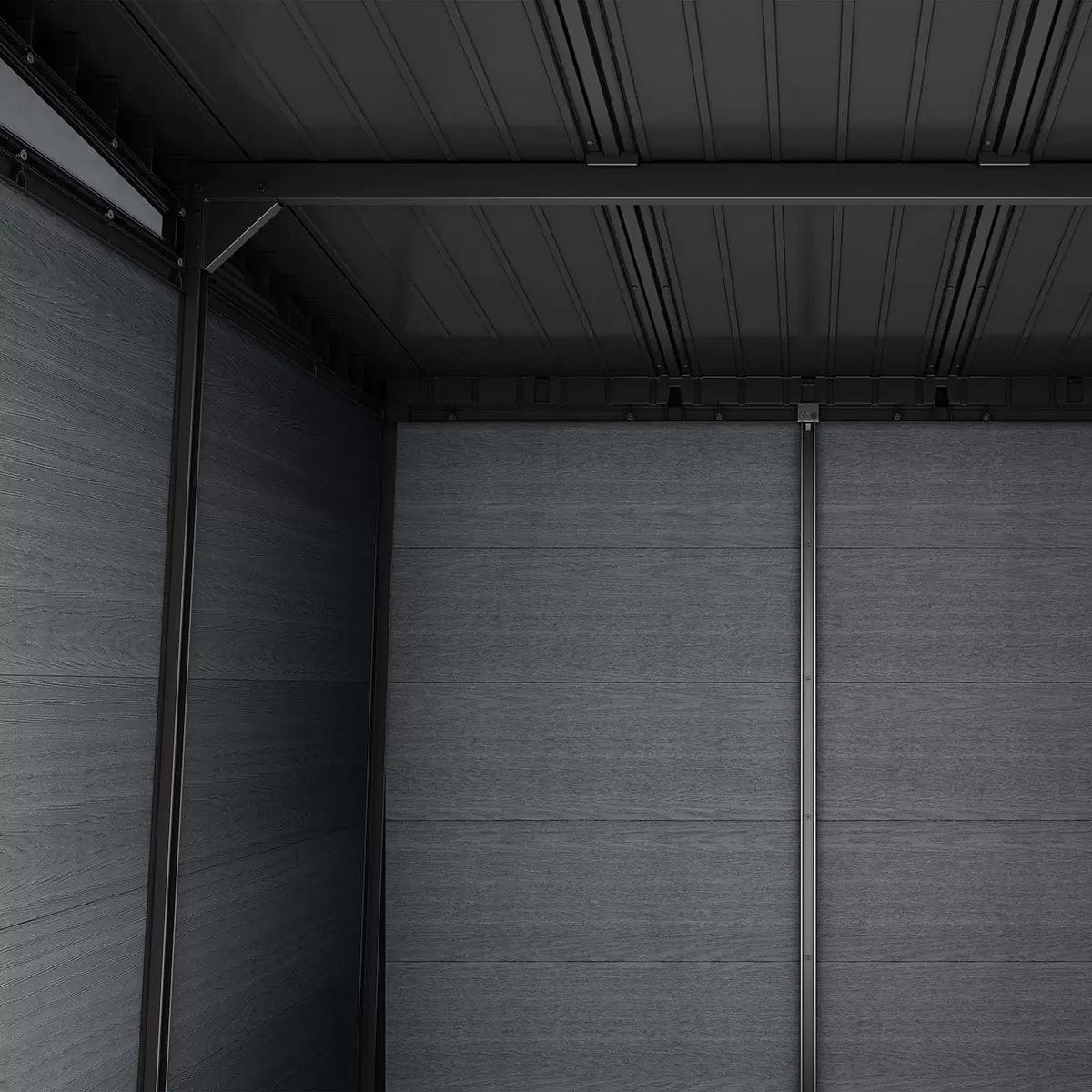 Keter Newton Plus Vertical 7x7.5 ft Apex Grey Plastic 2 door Shed with floor & 2 windows (Base included) - Image 3