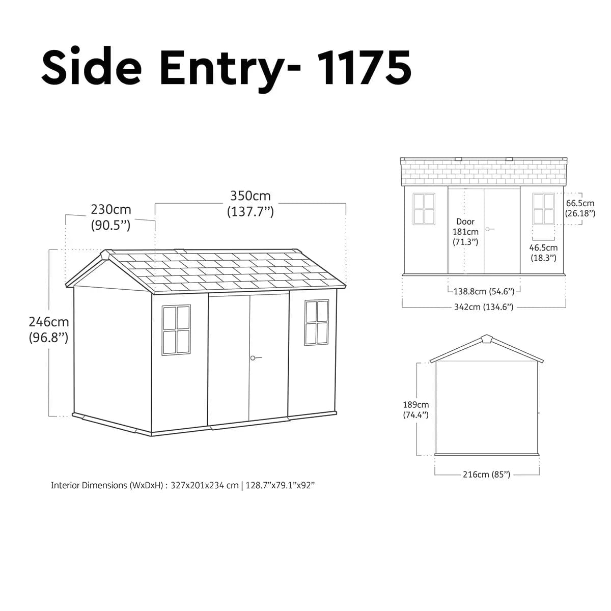 Keter 11’x7.5′ Newton Plus Side Entry Plastic Shed – Dark Grey - Image 6