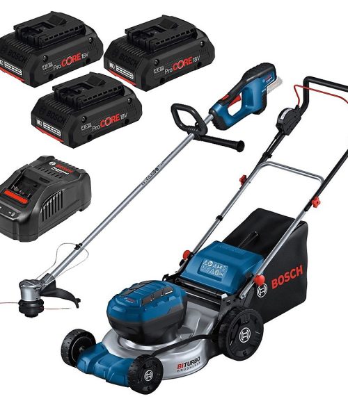 Bosch GRA 18V2-46 Cordless Lawn Mower + Bosch Brushless Strimmer + 4AH Kit